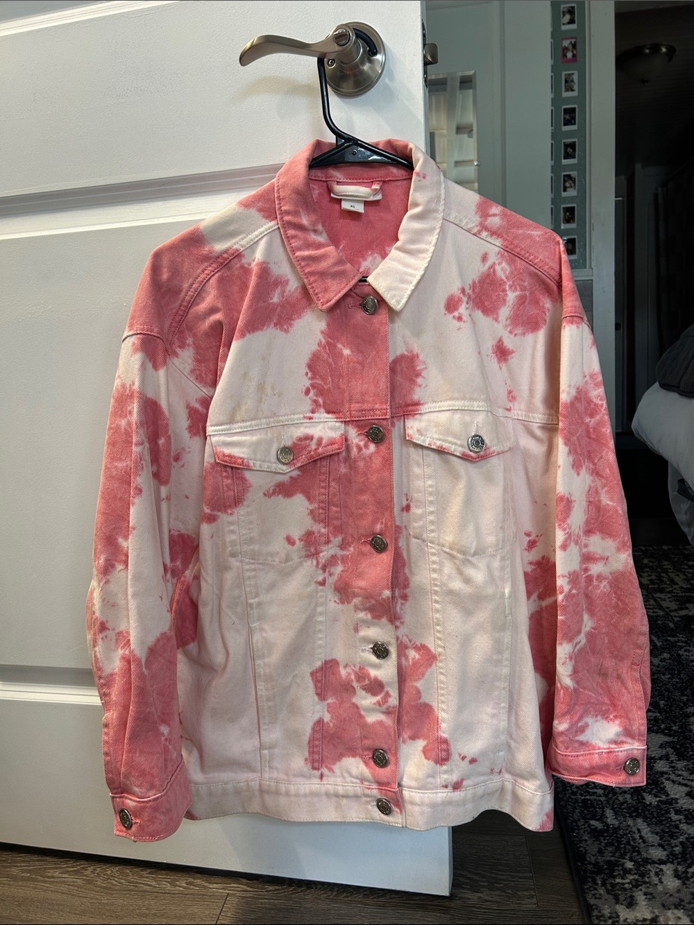 Monki Pink & White Tie-Dye Jean Jacket